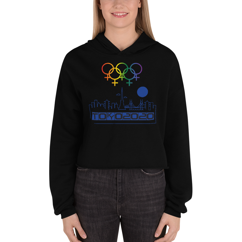 Tribe of the Union Rings Female Gender Identity Blue Skyline Big 'O' Games Crop Hoodie