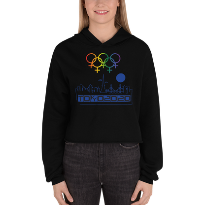 Tribe of the Union Rings Female Gender Identity Blue Skyline Big 'O' Games Crop Hoodie
