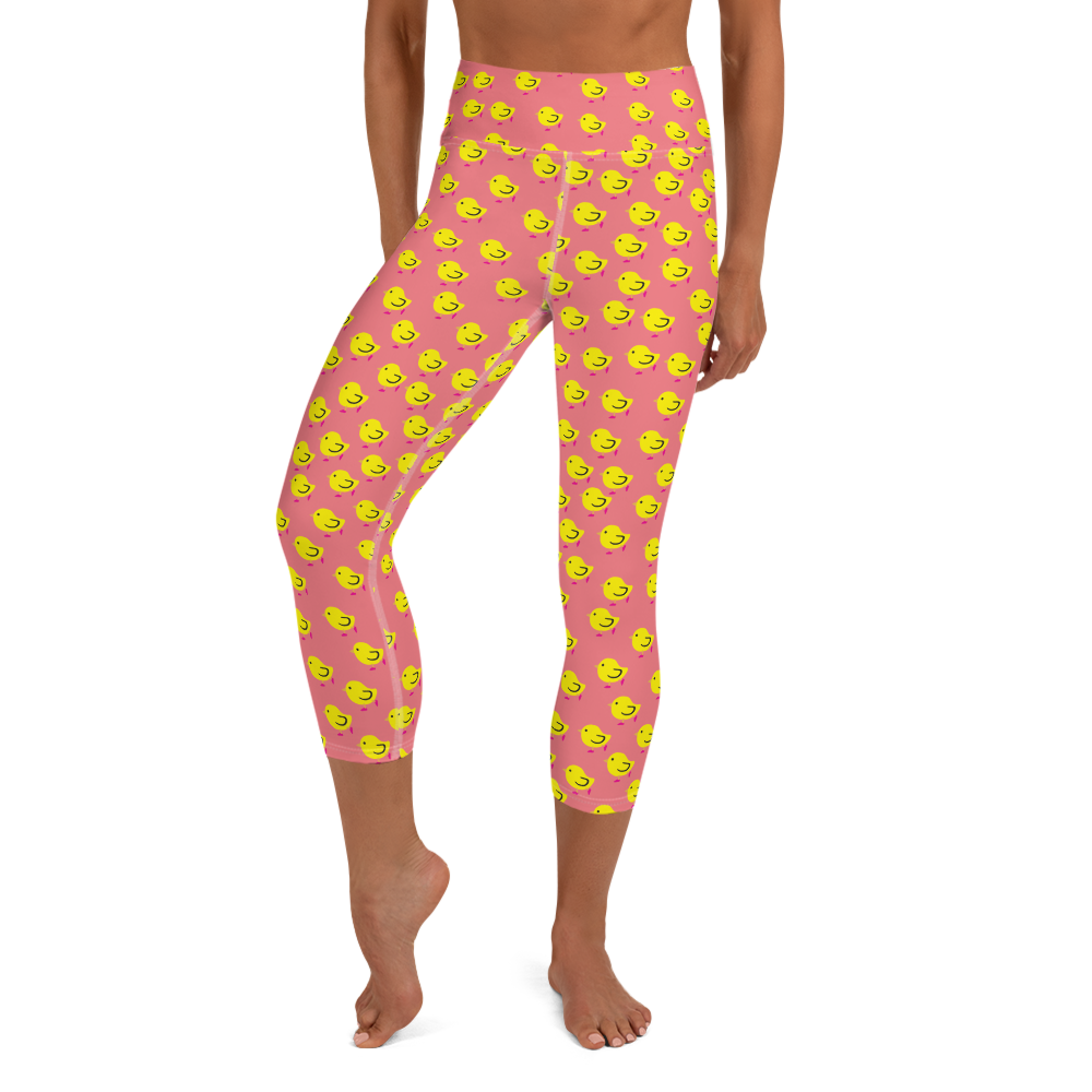 Chicks, Chicks, and more Chicks on a Pink Background All-Over Print Yoga Capri Leggings
