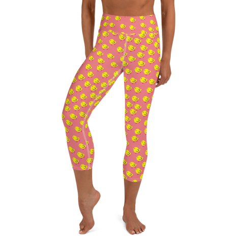 Chicks, Chicks, and more Chicks on a Pink Background All-Over Print Yoga Capri Leggings