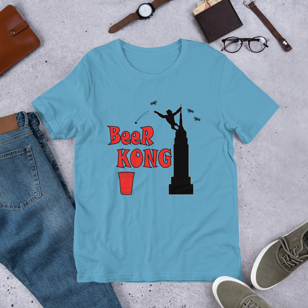 Beer Kong Pub Crawl and Bar-themed Lighter Colors Short-Sleeve Unisex T-Shirt
