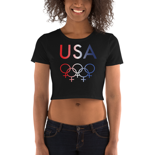 Tribe of the Union Rings USA Female Gender Identity Red, White, and, Blue colored Women’s Crop Tee