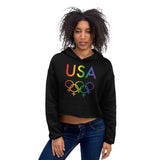 Tribe of the Union Rings USA Female Gender Identity LGBTQ colored Crop Hoodie