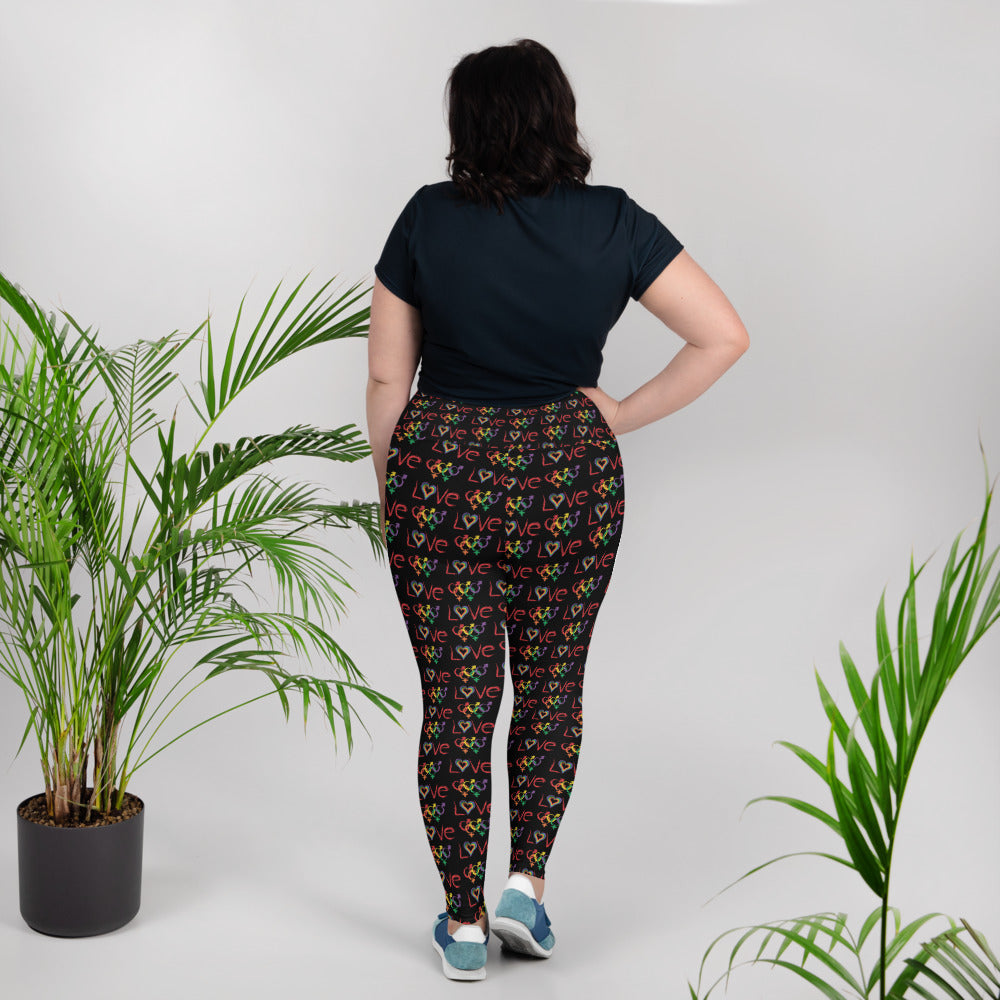 Tribe of the Union Rings LGBT "Love" Dark Background All-Over Print Plus Size Leggings
