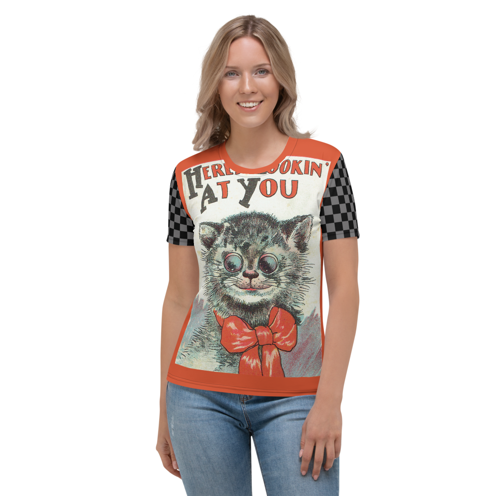 Vintage Post Card Cat Lovers - Here's Lookin' At You Women's All-Over T-shirt