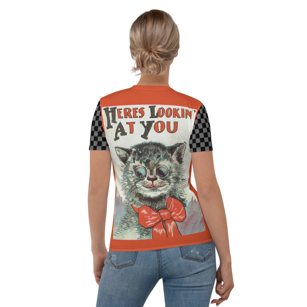 Vintage Post Card Cat Lovers - Here's Lookin' At You Women's All-Over T-shirt