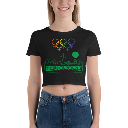 Tribe of the Union Rings Female Gender Identity Green Skyline Big 'O' Games Women’s Crop Tee