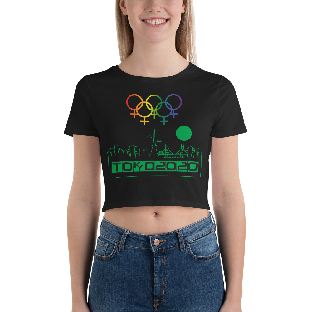 Tribe of the Union Rings Female Gender Identity Green Skyline Big 'O' Games Women’s Crop Tee