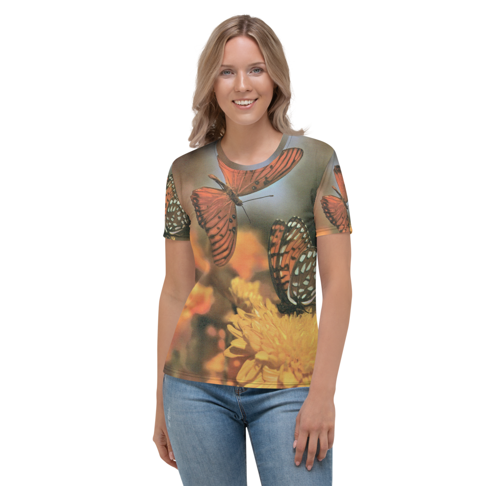 Butterflies - Photo of Two Fritillaries on a Women's All-Over T-shirt