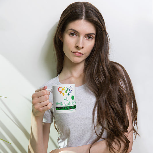 Tribe of the Union Rings Female Gender Identity Green Skyline Big 'O' Games 11 oz. Coffee Mug