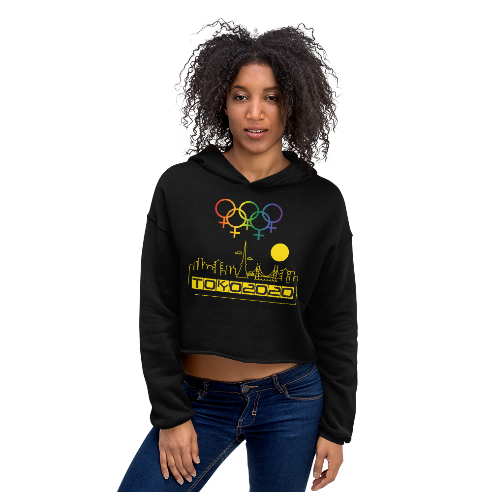 Tribe of the Union Rings Female Gender Identity Yellow Skyline Big 'O' Games Crop Hoodie