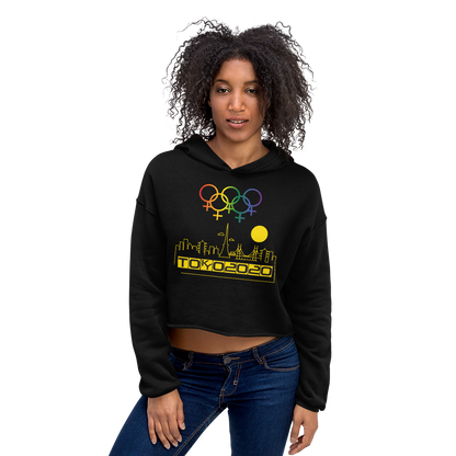 Tribe of the Union Rings Female Gender Identity Yellow Skyline Big 'O' Games Crop Hoodie