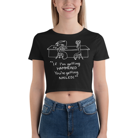 Hammer & Nail Bar-themed Pick-me-up Darker Colors Women's Crop Tee