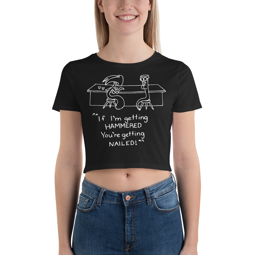Hammer & Nail Bar-themed Pick-me-up Darker Colors Women's Crop Tee