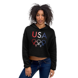 Tribe of the Union Rings USA Female Gender Identity Red, White, and, Blue colored Crop Hoodie